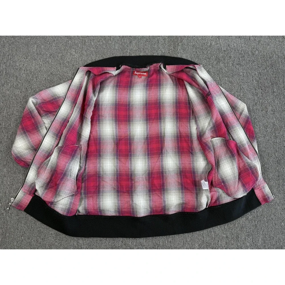 Supreme Jacket Mens Medium Shadow Plaid Bomber Full Zip Logo Embroidered